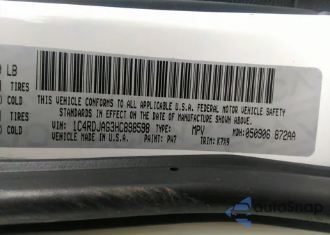 2017 Dodge Durango Sxt Awd z USA, uszkodzony, nr VIN 1C4RDJAG3HC898598